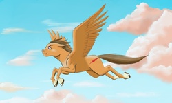 Size: 2500x1500 | Tagged: safe, artist:baron engel, oc, oc only, pegasus, pony, cloud, flying, solo