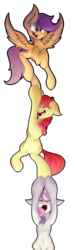 Size: 1024x3418 | Tagged: safe, artist:drawingdarkblade, apple bloom, scootaloo, sweetie belle, g4, cutie mark, cutie mark crusaders, open mouth, simple background, the cmc's cutie marks, transparent background, watermark