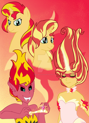Size: 1024x1408 | Tagged: safe, artist:fizzy-metta-tale, sunset shimmer, pony, unicorn, equestria girls, g4, daydream shimmer, element of magic, sunset satan, watermark