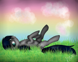 Size: 1500x1200 | Tagged: safe, artist:twotiedbows, oc, oc only, oc:lost soul, grass, lying down, lying in grass, on back, solo