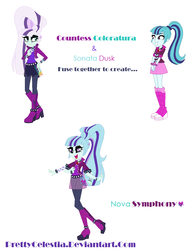 Size: 1042x1334 | Tagged: safe, artist:prettycelestia, coloratura, sonata dusk, oc, oc:nova symphony, equestria girls, g4, countess coloratura, equestria girls-ified, fusion, fusion:coloratura, fusion:sonata dusk, multiple arms