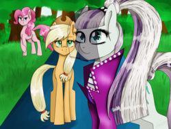 Size: 1600x1200 | Tagged: safe, artist:lanastein, applejack, coloratura, pinkie pie, g4, the mane attraction, countess coloratura