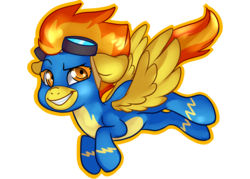 Size: 2022x1444 | Tagged: safe, artist:annakitsun3, spitfire, g4, clothes, female, flying, grin, simple background, smiling, solo, transparent background, wonderbolts uniform