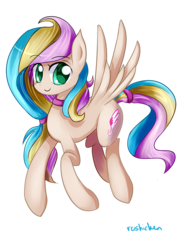 Size: 1000x1415 | Tagged: safe, artist:roshichen, oc, oc only, oc:kandyce, pegasus, pony, multicolored hair, solo