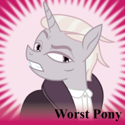 Size: 1024x1024 | Tagged: safe, zesty gourmand, derpibooru, g4, spice up your life, adventure in the comments, discussion in the comments, female, frown, glare, gritted teeth, meta, raised eyebrow, solo, spoilered image joke, worst pony