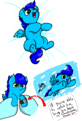 Size: 685x1006 | Tagged: safe, artist:gsekitty, soarin', oc, oc:blue bolt, pegasus, pony, g4, colt, cute, male, ocbetes, offspring, parent:rainbow dash, parent:soarin', parents:soarindash, pegasus oc, wings