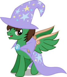 Size: 800x915 | Tagged: safe, artist:seahawk270, oc, oc only, oc:frost d. tart, alicorn, pony, accessory swap, alicorn oc, clothes, cosplay, costume, male, solo, stallion, trixie's cape, trixie's hat