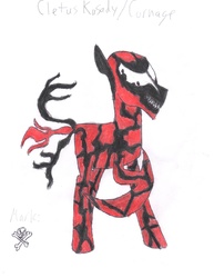 Size: 3060x3960 | Tagged: safe, artist:aridne, pony, carnage, high res, marvel comics, ponified, solo, traditional art