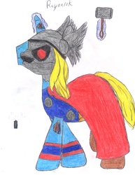 Size: 3060x3960 | Tagged: safe, artist:aridne, pony, dark avengers, high res, marvel comics, ponified, ragnarok, solo, traditional art