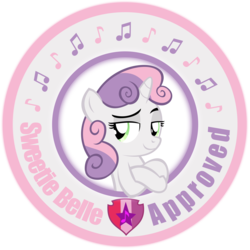 Size: 4000x4000 | Tagged: safe, sweetie belle, pony, g4, approved, circle, crossed arms, cutie mark, female, looking at you, seal of approval, simple background, smiling, smirk, solo, the cmc's cutie marks
