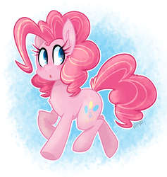 Size: 1823x1924 | Tagged: safe, artist:saber-panda, pinkie pie, earth pony, pony, g4, female, looking back, mare, signature, solo, walking