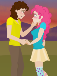 Size: 2448x3264 | Tagged: safe, artist:treblesketchofficial, cheese sandwich, pinkie pie, human, g4, crying, female, high res, humanized, male, ship:cheesepie, shipping, straight