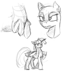 Size: 704x812 | Tagged: safe, artist:post-it, twilight sparkle, alicorn, pony, g4, monochrome, sketch, sketch dump, twilight sparkle (alicorn)