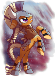 Size: 2480x3507 | Tagged: safe, artist:yulyeen, oc, oc only, oc:bladesong, armor, braid, braided tail, helmet, high res, rearing, solo, viking