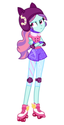 Size: 1800x3500 | Tagged: safe, artist:mixiepie, sunny flare, equestria girls, g4, my little pony equestria girls: friendship games, alternate universe, clothes, clothes swap, crossed arms, elbow pads, female, helmet, knee pads, roller skates, simple background, solo, transparent background