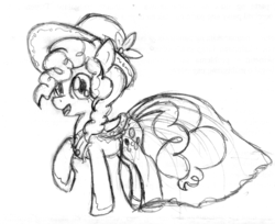 Size: 1520x1241 | Tagged: safe, artist:leadhooves, pinkie pie, g4, clothes, dress, female, monochrome, solo