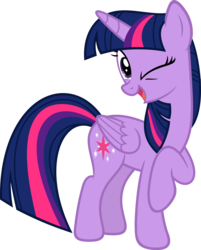 Size: 4829x6000 | Tagged: safe, artist:slb94, twilight sparkle, alicorn, pony, applejack's "day" off, g4, absurd resolution, cute, female, flirting, folded wings, mare, open mouth, raised hoof, simple background, solo, transparent background, twiabetes, twilight sparkle (alicorn), vector, wink