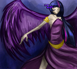 Size: 1280x1151 | Tagged: safe, artist:tao-mell, twilight sparkle, human, g4, corrupted, dark magic, female, humanized, magic, solo, twilight sparkle (alicorn)