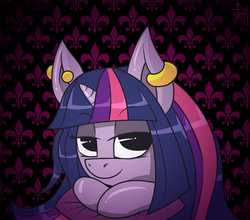 Size: 1315x1157 | Tagged: dead source, safe, artist:php92, twilight sparkle, pony, g4, ear piercing, earring, female, jewelry, looking at you, piercing, solo