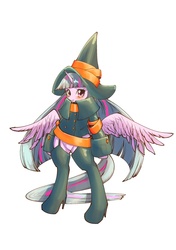 Size: 2039x2894 | Tagged: safe, artist:unousaya, twilight sparkle, alicorn, pony, semi-anthro, g4, arm hooves, blushing, butt wings, clothes, female, hat, high res, solo, twilight sparkle (alicorn), witch hat