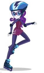 Size: 817x1355 | Tagged: safe, artist:airiana45, rarity, equestria girls, g4, my little pony equestria girls: friendship games, alternate hairstyle, alternate universe, clothes, crystal prep academy, elbow pads, female, fingerless gloves, gloves, goggles, helmet, outfit, roller skates, rollerblades, simple background, solo, speed skating, transparent background