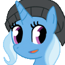 Size: 128x128 | Tagged: safe, artist:trixeed, trixie, pony, unicorn, g4, animated, beanie, blinking, female, gif, gif for breezies, hat, mare, picture for breezies, solo