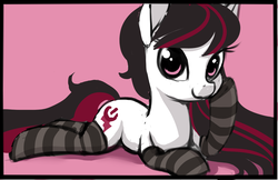 Size: 1441x934 | Tagged: safe, artist:starshinebeast, oc, oc only, oc:electra sparks, earth pony, pony, clothes, female, mare, sketch, socks, solo, striped socks