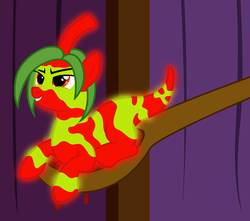 Size: 2388x2114 | Tagged: safe, artist:badumsquish, derpibooru exclusive, food pony, original species, g4, badumsquish strikes again, chili, female, food, frown, glare, glowing, grin, high res, hot pepper, male, merciless guatemalan insanity pepper of quetzalacatenango, offscreen character, original spices, pepper, pepper pony, ponified, prone, smiling, smirk, solo, spoon, the simpsons, this will end in pain, this will end in tears, this will end in tears and/or death