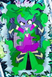 Size: 600x888 | Tagged: safe, artist:trish forstner, mane-iac, g4, power ponies (episode), female, poster, solo