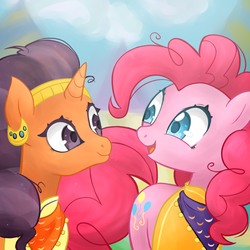 Size: 800x800 | Tagged: safe, artist:lourita-shine, pinkie pie, saffron masala, g4, spice up your life, clothes