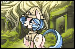 Size: 1224x792 | Tagged: safe, artist:starshinebeast, oc, oc only, oc:opuscule antiquity, pony, unicorn, adventure, clothes, explorer outfit, female, mare, sketch, solo