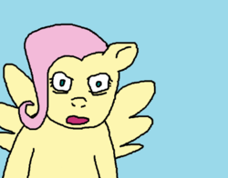 Size: 459x360 | Tagged: safe, fluttershy, pegasus, pony, g4, female, mare, parody, peeved, reaction image, simple background, solo, tails gets trolled