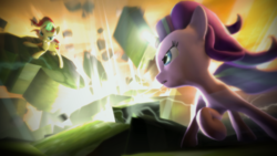 Size: 1920x1080 | Tagged: safe, artist:argodaemon, starlight glimmer, sunset shimmer, pony, unicorn, g4, 3d, fight, magic, source filmmaker, sunset vs starlight