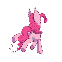 Size: 1280x1280 | Tagged: safe, artist:heir-of-rick, pinkie pie, g4, butt, female, impossibly large ears, plot, pronking, solo