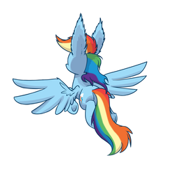 Size: 1280x1280 | Tagged: safe, artist:heir-of-rick, rainbow dash, g4, behind, butt, female, flying, impossibly large ears, plot, solo, underhoof