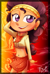 Size: 1024x1515 | Tagged: safe, artist:fj-c, saffron masala, equestria girls, g4, spice up your life, belly button, belly piercing, bellyring, equestria girls-ified, female, humanized, midriff, piercing, solo