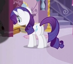 Size: 319x280 | Tagged: safe, screencap, rarity, pony, a dog and pony show, g4, butt, cropped, female, mare, plot