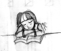 Size: 1056x880 | Tagged: safe, artist:leadhooves, twilight sparkle, human, g4, book, female, humanized, monochrome, sleeping, solo