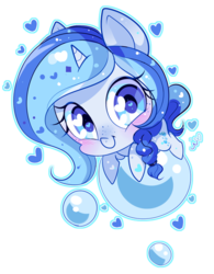 Size: 529x678 | Tagged: safe, artist:ipun, oc, oc only, oc:bubble lee, pony, unicorn, blushing, bubble, cute, female, freckles, heart, heart eyes, mare, ocbetes, simple background, smiling, solo, transparent background, wingding eyes