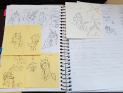 Size: 4032x3024 | Tagged: safe, artist:bigshot232, lyra heartstrings, princess celestia, princess luna, rarity, spike, spitfire, oc, oc:anon, oc:filly anon, g4, banana, drinking, female, filly, flying, food, lined paper, photo, traditional art