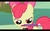 Size: 500x313 | Tagged: safe, screencap, apple bloom, earth pony, pony, g4, fourth wall, hub logo, meme, television, youtube caption