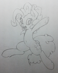 Size: 479x600 | Tagged: safe, artist:dfectivedvice, pinkie pie, g4, female, grayscale, monochrome, sketch, solo, traditional art