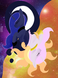 Size: 1280x1727 | Tagged: safe, artist:otpl, princess celestia, princess luna, g4, lineless, pink-mane celestia