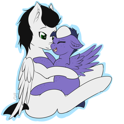 Size: 1000x1000 | Tagged: safe, artist:otpl, oc, oc only, pegasus, pony, cuddling, freckles, oc x oc, shipping, snuggling