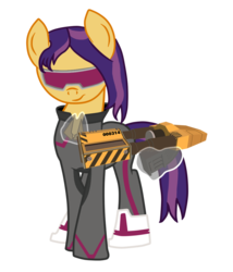 Size: 1024x1195 | Tagged: safe, artist:destruct1veg33k, oc, oc only, oc:nova pulsar, pony, base used, simple background, solo, transparent background, unreal tournament, weapon