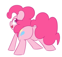 Size: 750x687 | Tagged: safe, artist:mr-degration, pinkie pie, earth pony, pony, g4, balloonbutt, butt, cute, diapinkes, dock, female, looking back, open mouth, plot, rear view, simple background, smiling, solo, transparent background