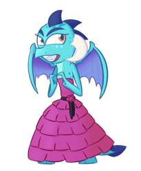 Size: 640x779 | Tagged: safe, artist:mr-degration, princess ember, dragon, g4, clothes, dress, female, open mouth, simple background, solo, transparent background
