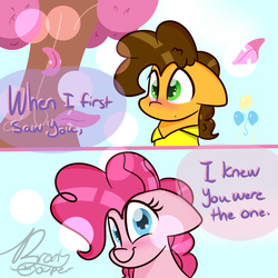 Size: 4000x4000 | Tagged: safe, artist:lynchristina, cheese sandwich, pinkie pie, g4, absurd resolution, female, floppy ears, male, ship:cheesepie, shipping, straight