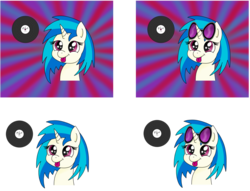 Size: 1021x782 | Tagged: safe, alternate version, artist:flamewrath, dj pon-3, vinyl scratch, pony, unicorn, g4, :p, chibi, female, record, solo, tongue out