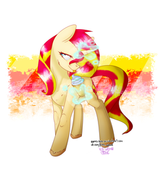 Size: 2545x2671 | Tagged: safe, artist:pik-world, artist:rappy-yum, sunset shimmer, pony, unicorn, g4, collaboration, female, food, high res, ice cream, magic, solo, telekinesis, tongue out